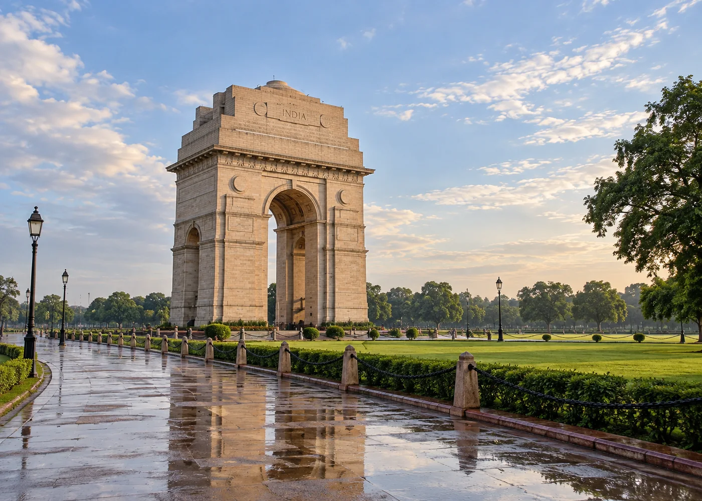 India Gate in New Delhi at sunrise